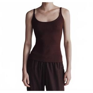 NEW MIJEONG PARK ribbed knit tank top in brown